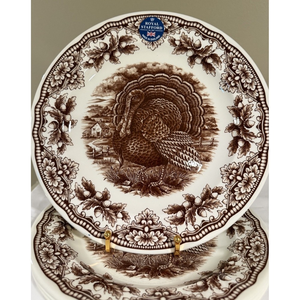 Royal Stafford Turkey Thanksg Fall Dinner  Plate 10.5" England Set Of 4- New